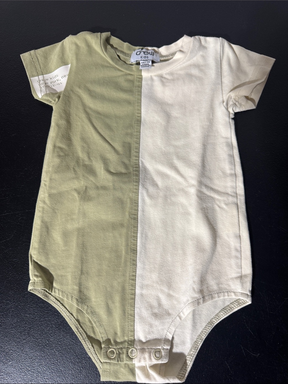 Olive & Cream Colorblock Baby One-Piece
